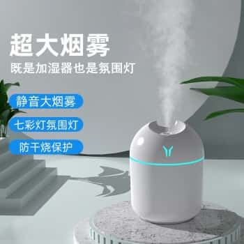 深宝来加湿器迷你卧室办公室家用婴儿香薰机小型USB车载宿舍桌面床头空调房喷雾大容量空气加湿生日礼物白色加湿器【插电款】七彩氛围灯	