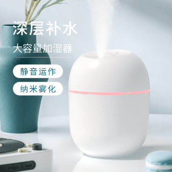 倍呵加湿器卧室迷你家用办公室桌面车载低噪上加水小型usb空气加湿器水滴白色插电款	