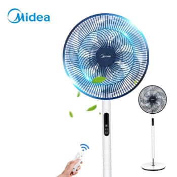 美的电风扇落地扇家用大风量电扇宿舍轻音低噪遥控定时智能扇升级7叶风随温变遥控定时款SAD35EA	